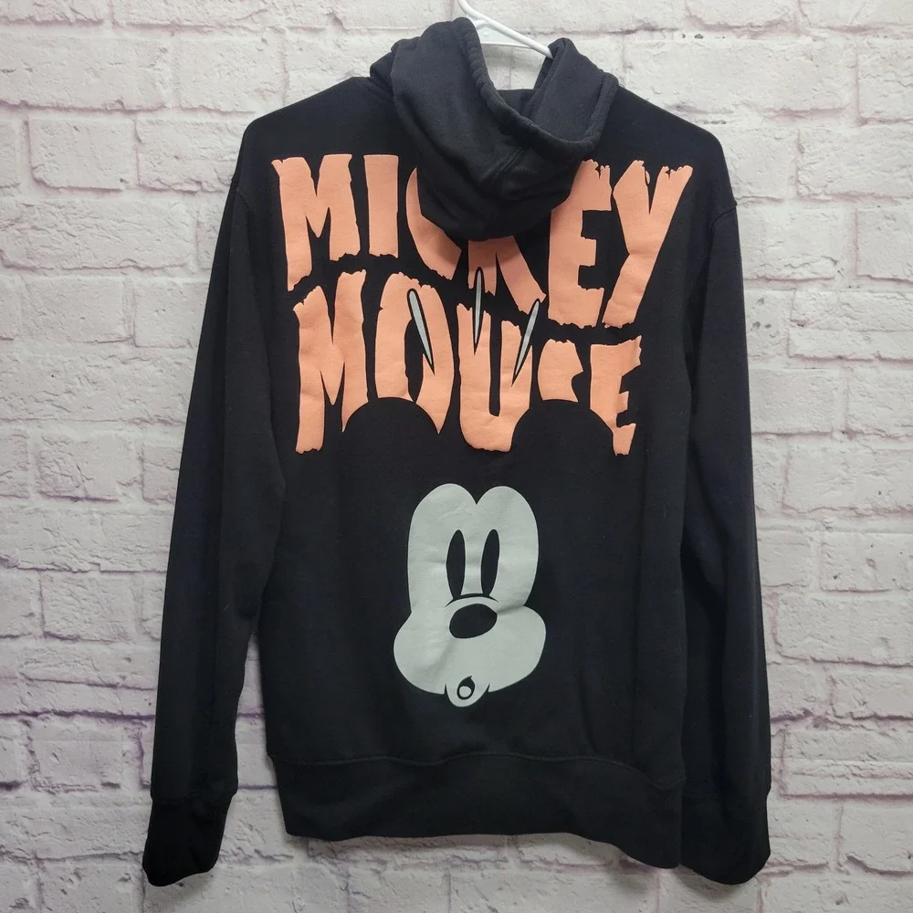 Disney Mickey Mouse Wink Hoodie Size S Spooky Halloween Front Back Puffy Print‎ - Picture 7 of 9